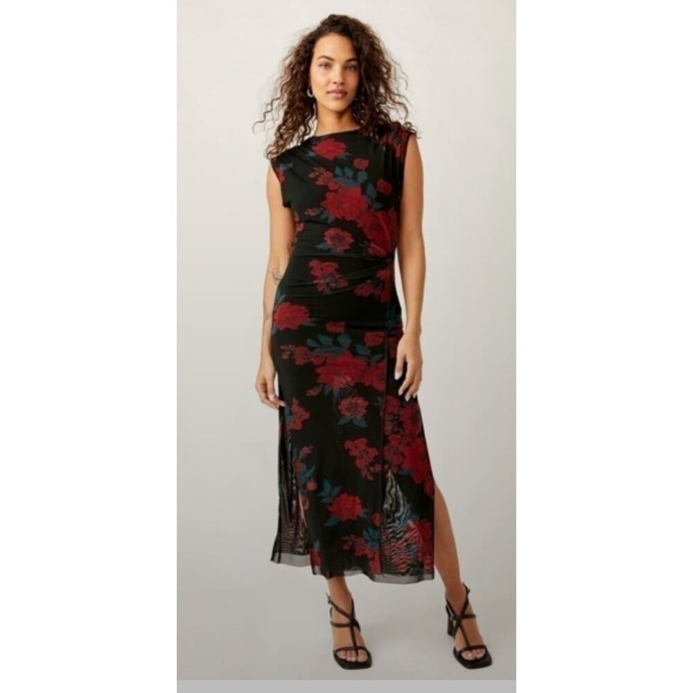 Free People Carmel Floral Mesh Midi Dress NWT